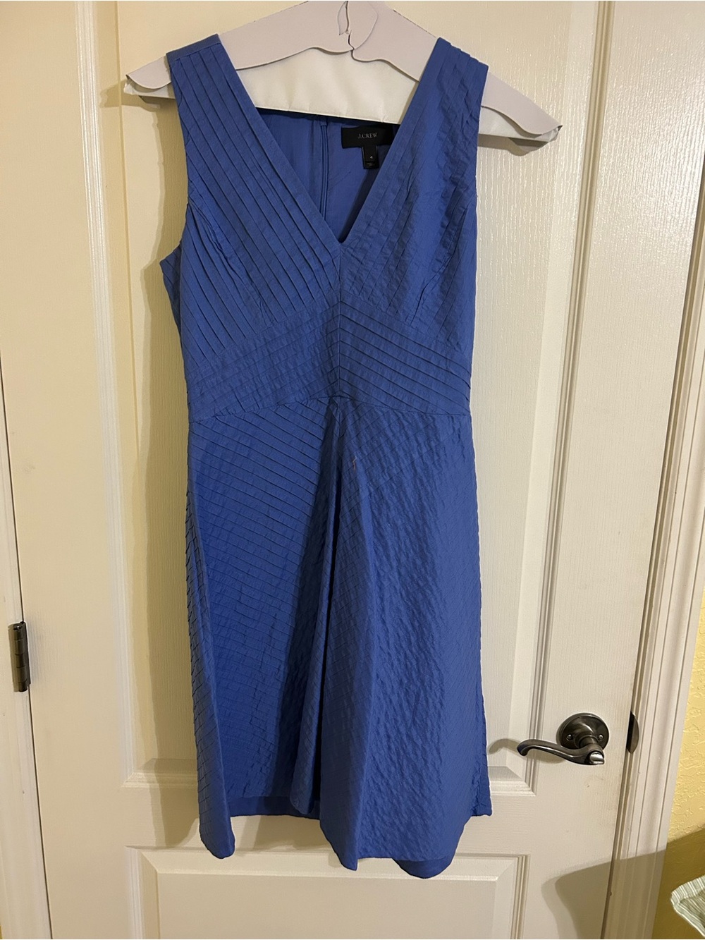 J. Crew Sleeveless V-Neck Textured A-Line Dress in Periwinkle Blue size 4